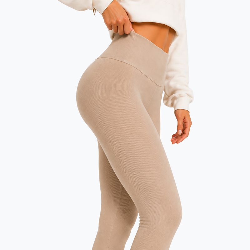 Colanți de antrenament pentru femei Octagon Legion Ribber beige 5