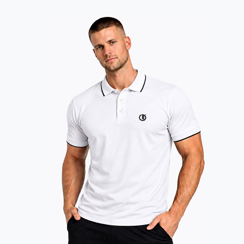 Tricou polo pentru bărbați Octagon Legion Tipped Small Logo 3D Polo white