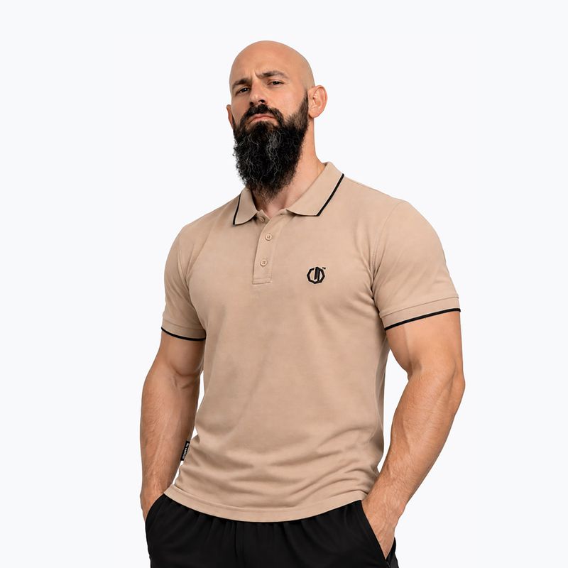 Tricou polo pentru bărbați Octagon Legion Tipped Small Logo 3D Polo beige
