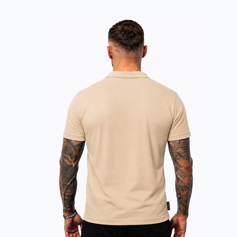 Tricou polo pentru bărbați Octagon Legion Small Logo 3D Polo beige 2