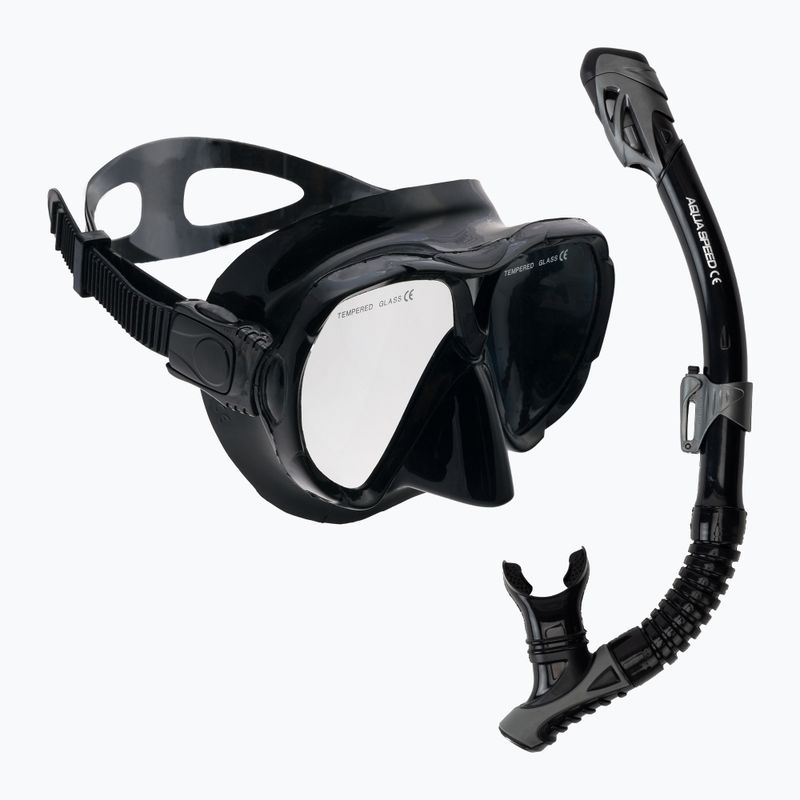 AQUA-SPEED Vanua + Borneo set de scufundări mască + snorkel negru 610