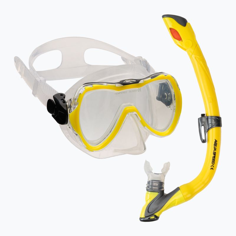 AQUA-SPEED Enzo + Evo set snorkel pentru copii galben 604