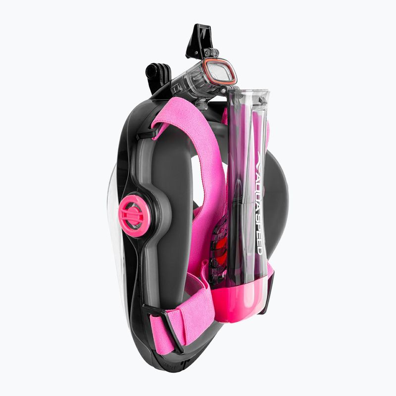 Mască facială completă de snorkeling AQUA-SPEED Spectra 2.0 neagră/roz 5