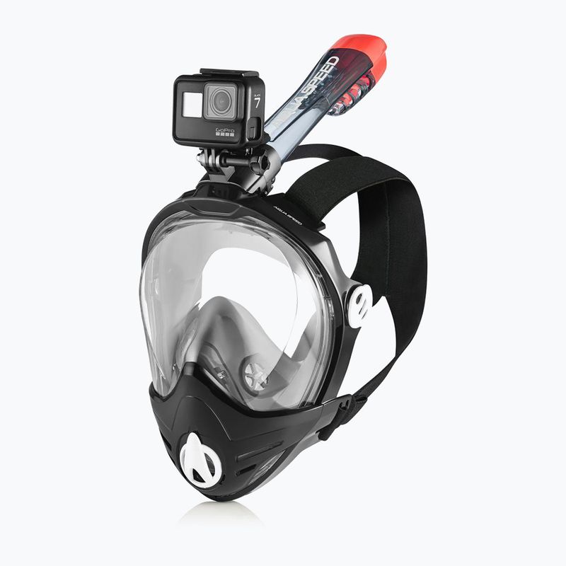 Mască facială completă de snorkeling AQUA-SPEED Brizo + suport pentru cameră neagră 5