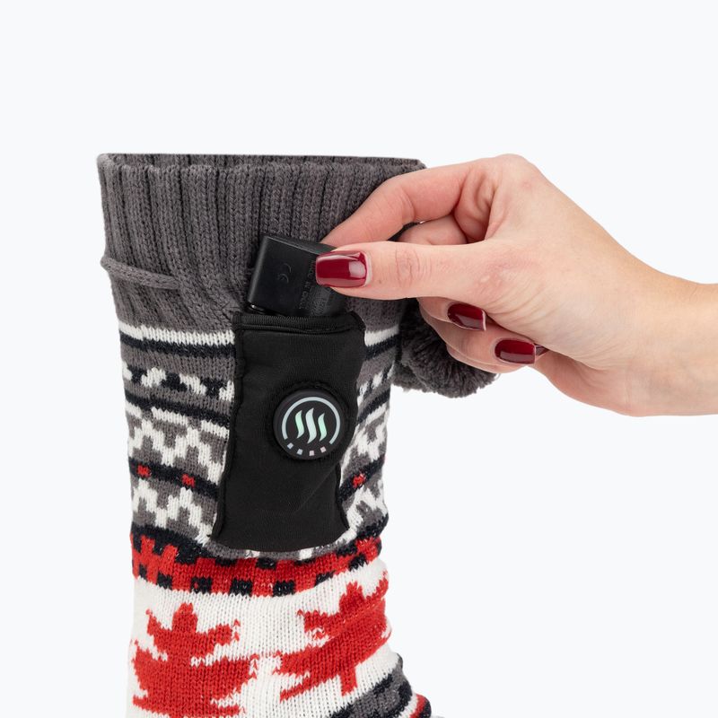 Papuci încălziți cu șosete Glovii GOB alb/roșu/gri 5