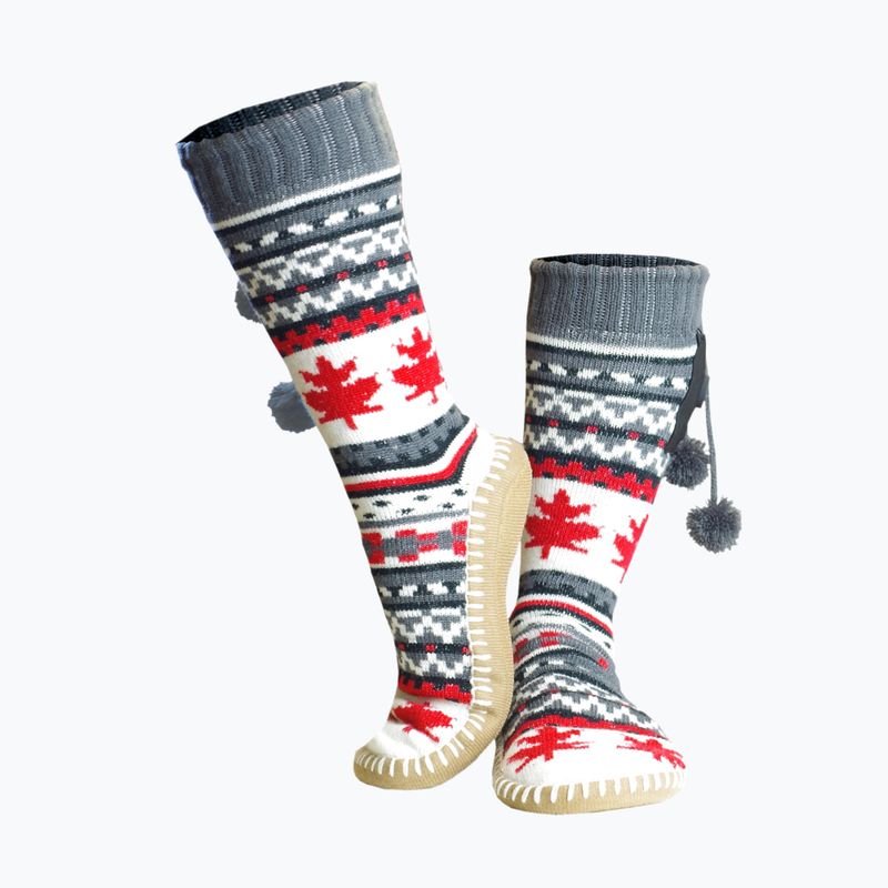 Papuci încălziți cu șosete Glovii GOB alb/roșu/gri 9