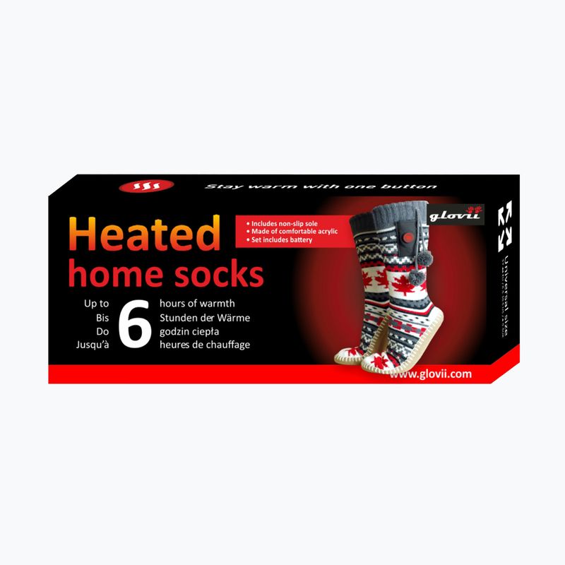 Papuci încălziți cu șosete Glovii GOB alb/roșu/gri 16