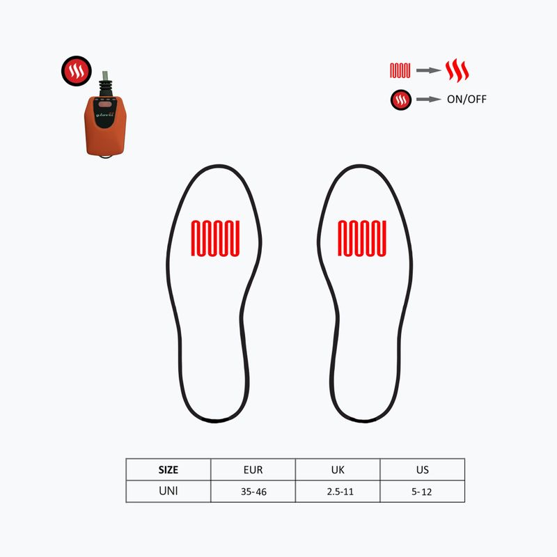 Branțuri pentru încălțăminte de schi cu încălzire Glovii GW4U negre/roșii 9