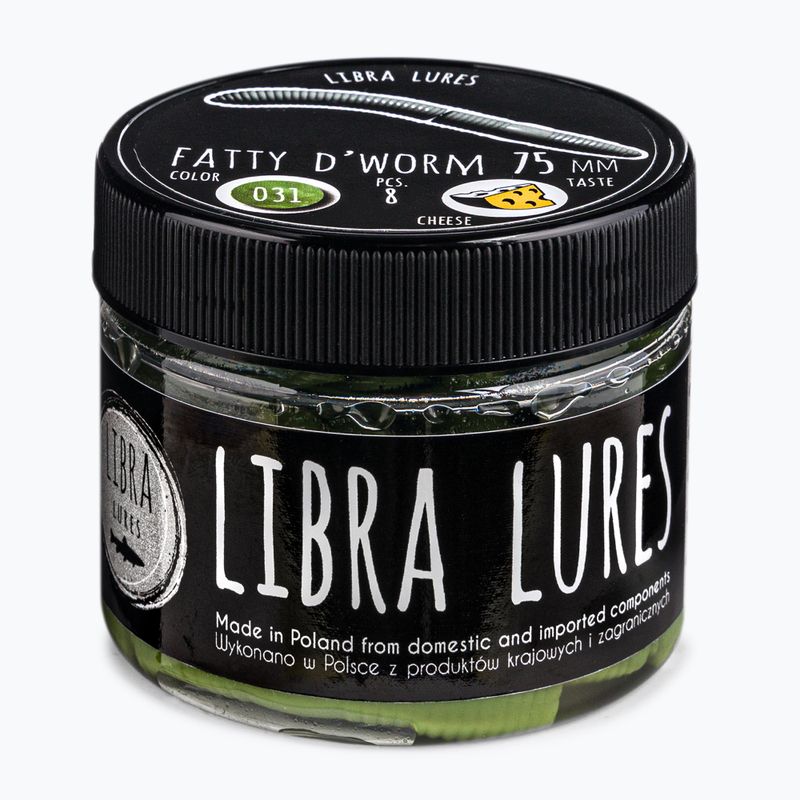 Libra Lures Fatty D'Worm Cheese 8 buc. Măslin FATTYDWORMK75