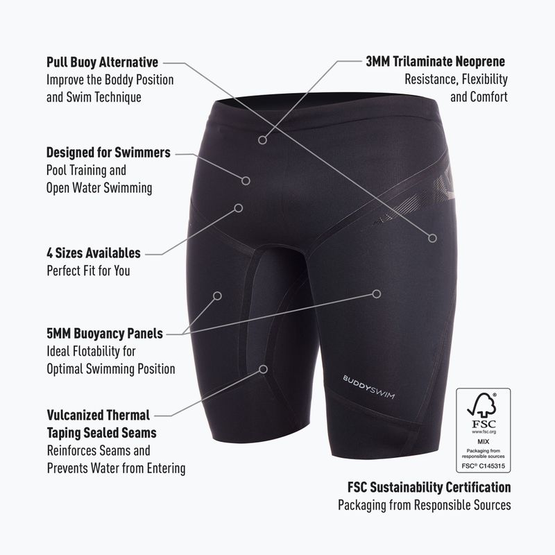 Pantaloni scurți de neopren BuddySwim Floating Trilaminate Warmth 5/3 mm black 4