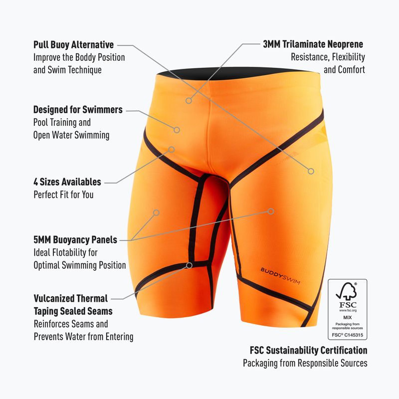 Pantaloni scurți de neopren BuddySwim Floating Trilaminate Warmth 5/3 mm orange 3