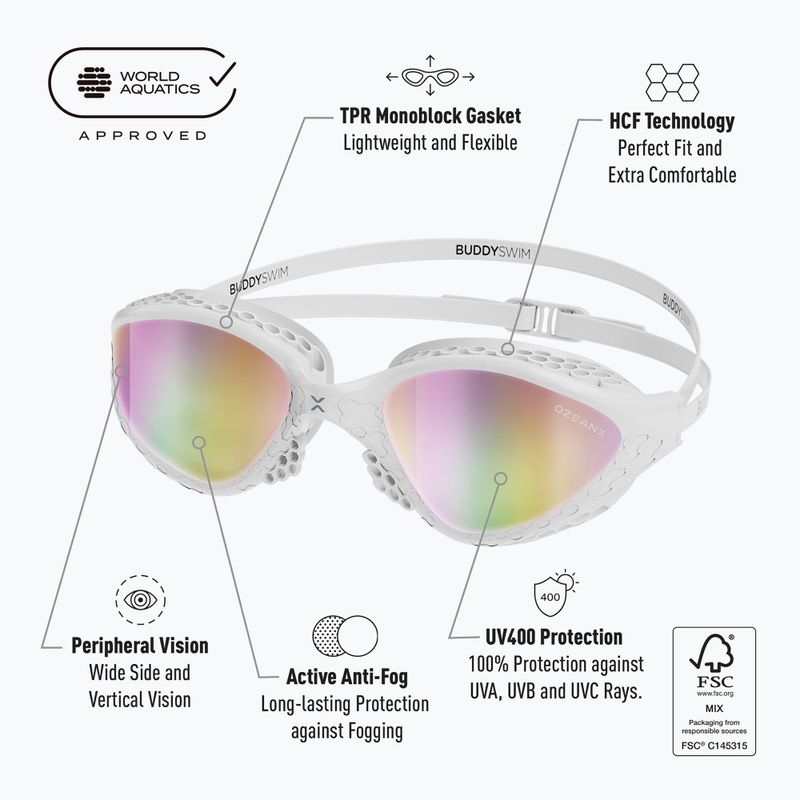 Ochelari de înot BuddySwim OzeanX Mirror white / iridium 4