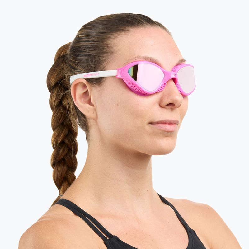 Ochelari înot BuddySwim OzeanX Mirror pink/white/iridium 3