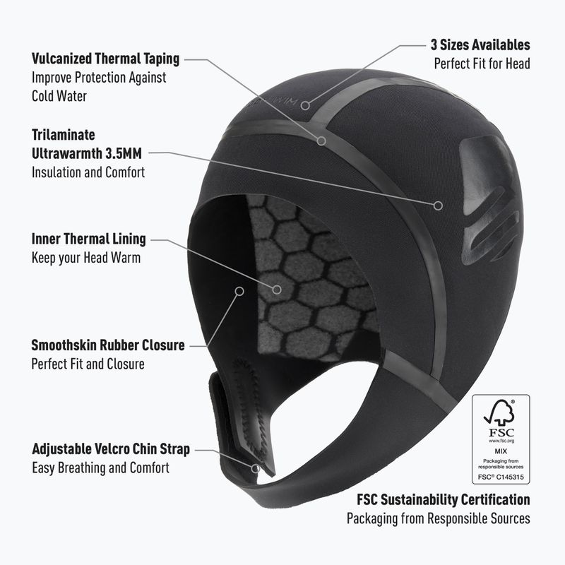 Căciulă din neopren BuddySwim Ultra Warmth 3.5 mm black 3