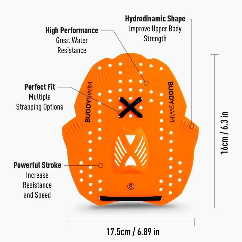Labe de înot BuddySwim Power Paddle orange 2