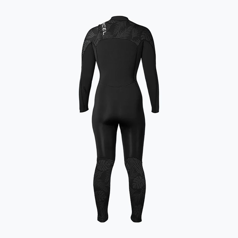 Costum de înot pentru femei Xcel Comp 3/2 mm Full black/black palm/monstera print 2