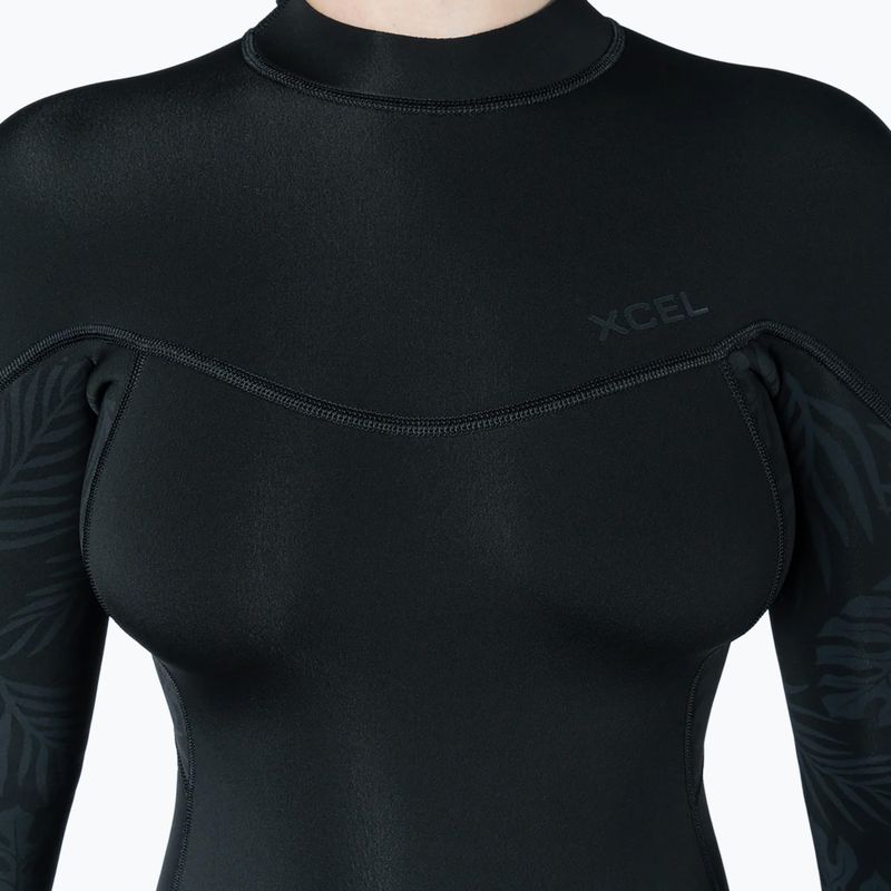 Costum de înot pentru femei Xcel Axis Back Zip Spring 2 mm black/palm/monstera print 3