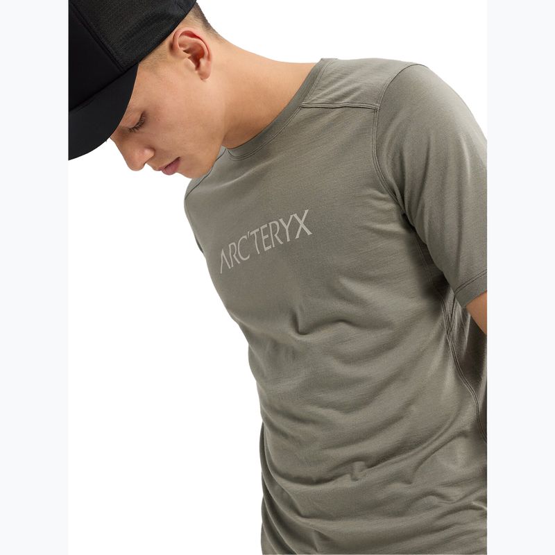 Tricou pentru bărbați Arcteryx Ionia Merino Wool Arc'Word Logo forage 4