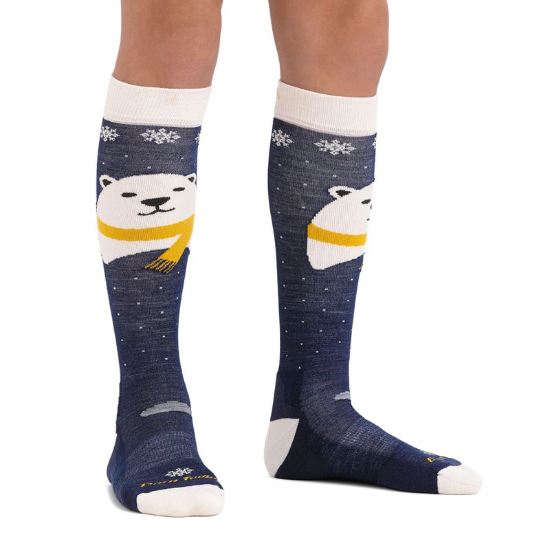 Șosete de schi pentru copii Darn Tough Polar Bear OTC Midweight with Cushion w/ Padded Shin blue 2