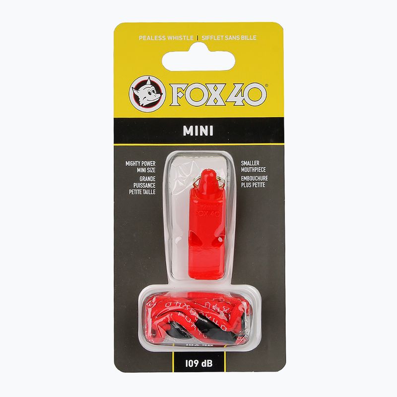 Fluier cu șnur Fox 40 Mini Safety red 2