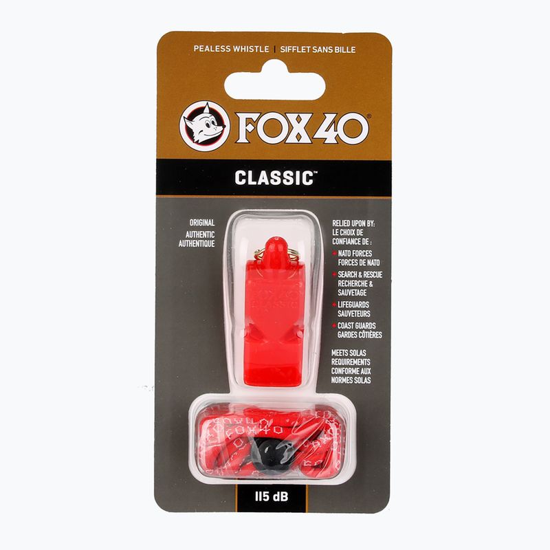 Fluier cu șnur Fox 40 Classic Safety red 2