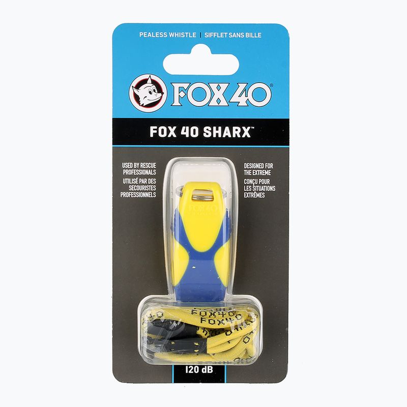 Fluier cu șnur Fox 40 Sharx Safety yellow/blue