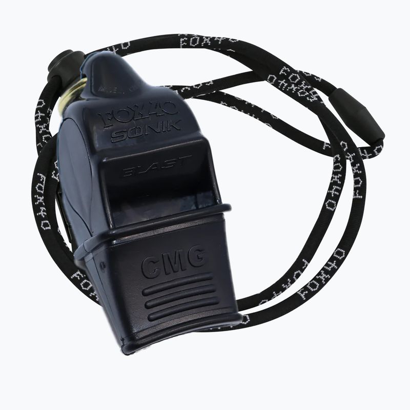 Fluier cu șnur Fox 40 Sonik Blast CMG negru 9203