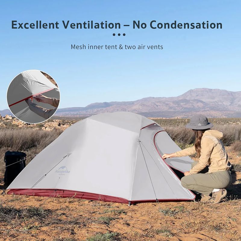 Cort de trekking pentru 3 persoane Naturehike Updated Cloud Up 3 light grey/red 9