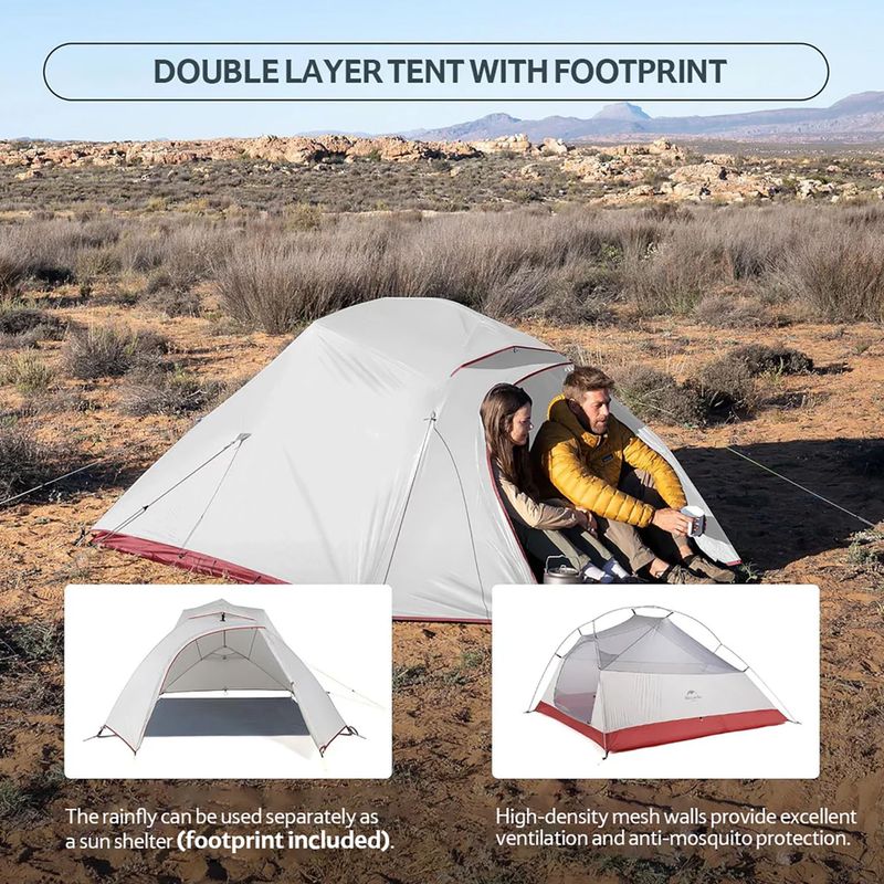 Cort de trekking pentru 3 persoane Naturehike Updated Cloud Up 3 light grey/red 10