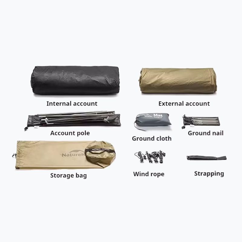 Cort de trekking 1-persoană Naturehike Mongar UL1 15D moon rock sand 3