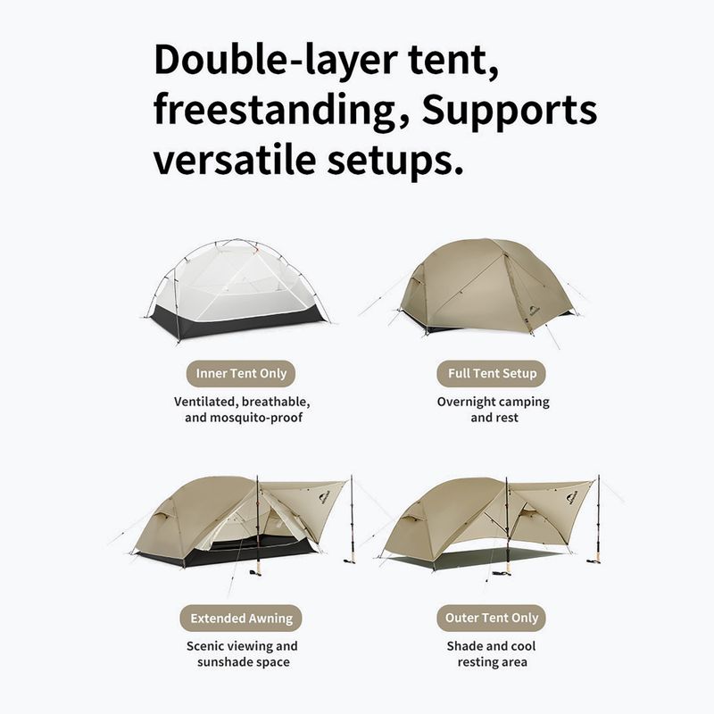 Cort de trekking 2-persoane Naturehike Mongar UL 2 15D moon rock sand 2