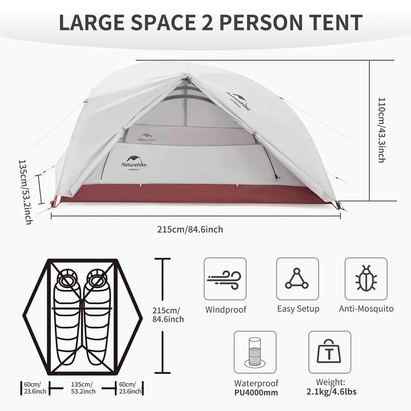 Cort de trekking pentru 2 persoane  Naturehike Star River 2 forest green 5