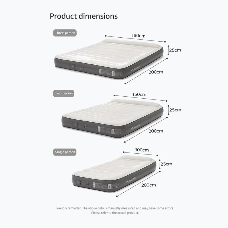 Saltea gonflabilă Naturehike Chenjing with Pillow Double grey 2
