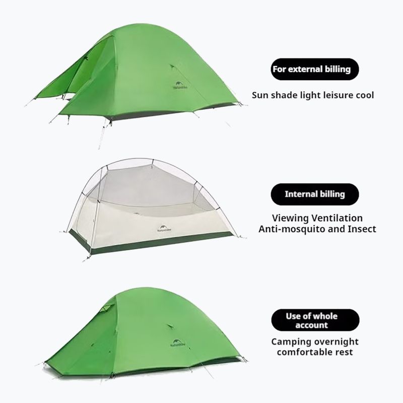 Cort de trekking 2-persoane Naturehike Cloud Up 2 Base 210T bud green 2