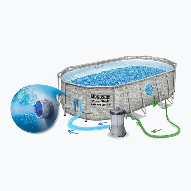Piscină de exterior Bestway Power Steel Swim Vista Series Oval Pool Set 427x250 cm gri 7