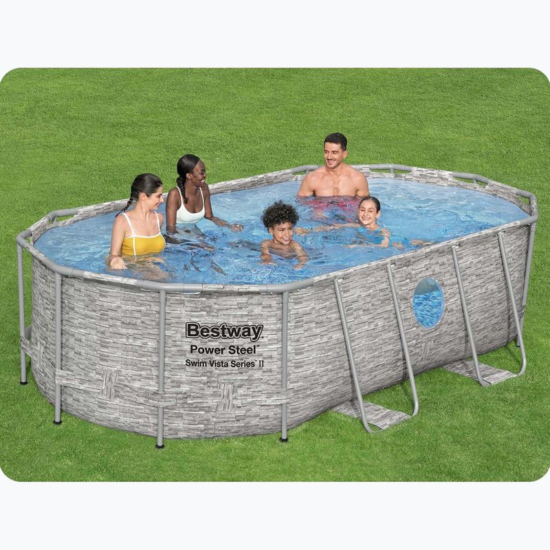 Piscină de exterior Bestway Power Steel Swim Vista Series Oval Pool Set 427x250 cm gri 14