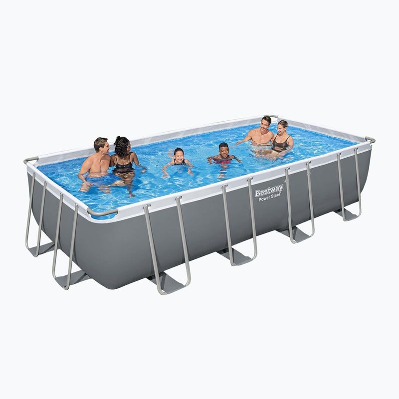 Piscină de exterior Bestway Power Steel Rectangular Pool Set 56466N 549 x 274 cm gri închis 2