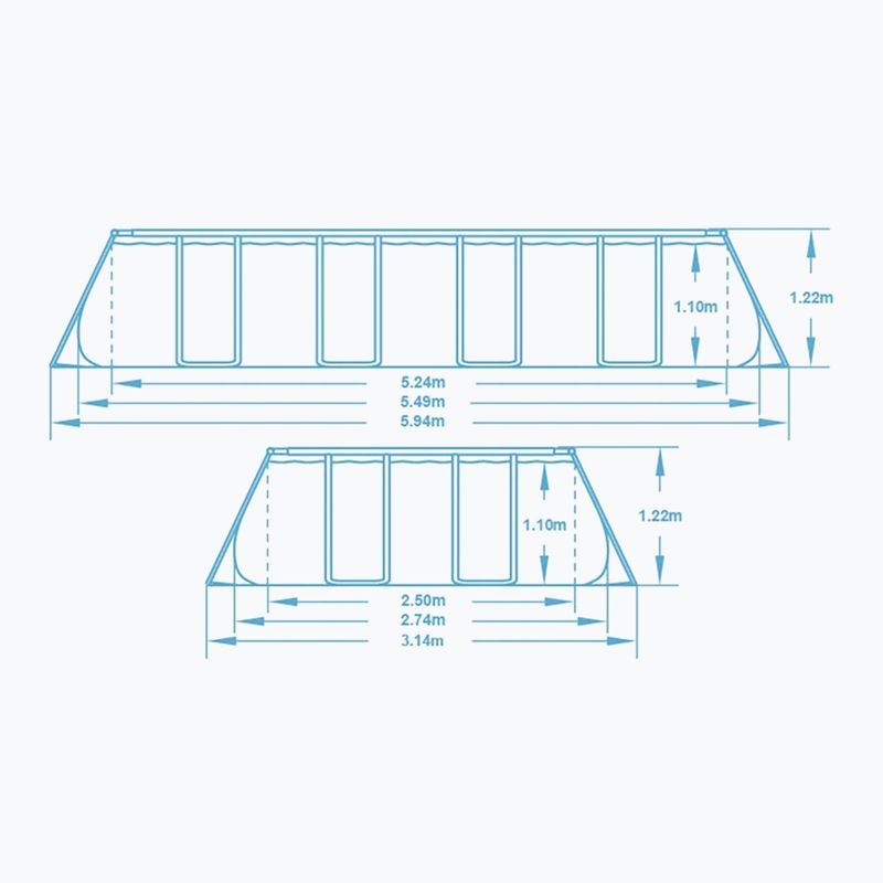 Piscină de exterior Bestway Power Steel Rectangular Pool Set 56466N 549 x 274 cm gri închis 5