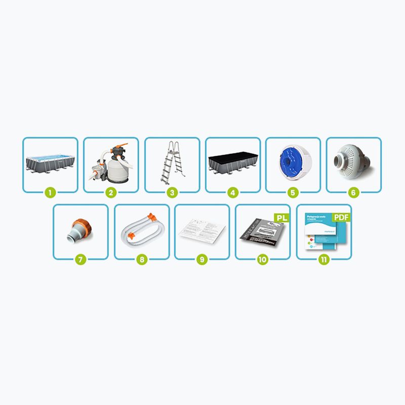 Piscină de exterior Bestway Power Steel Rectangular Pool Set 56466N 549 x 274 cm gri închis 9