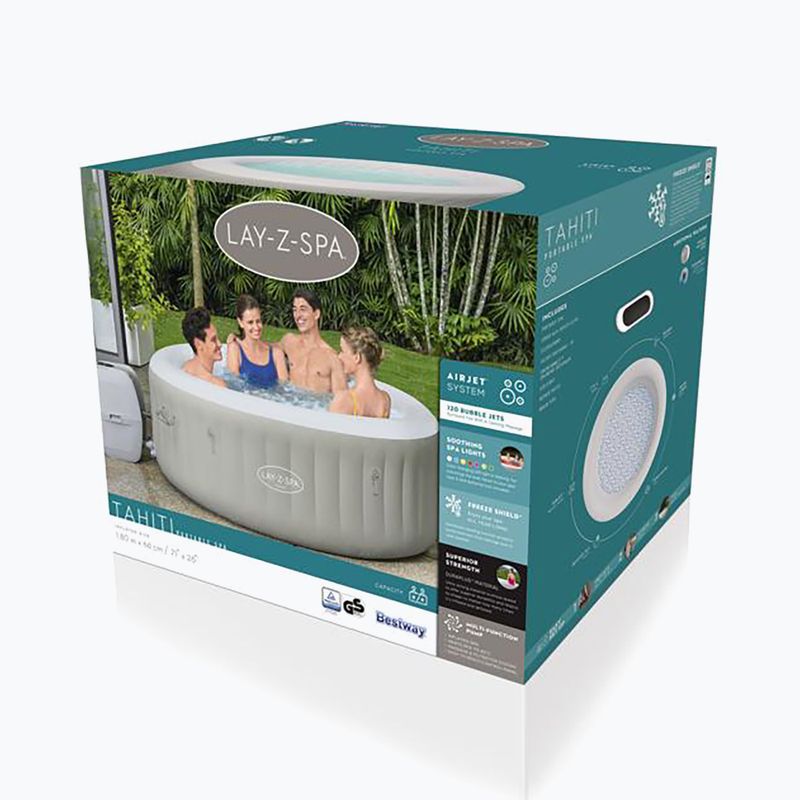 Bestway Lay-Z-Spa Piscină gonflabilă cu jacuzzi Tahiti alb 60007 2