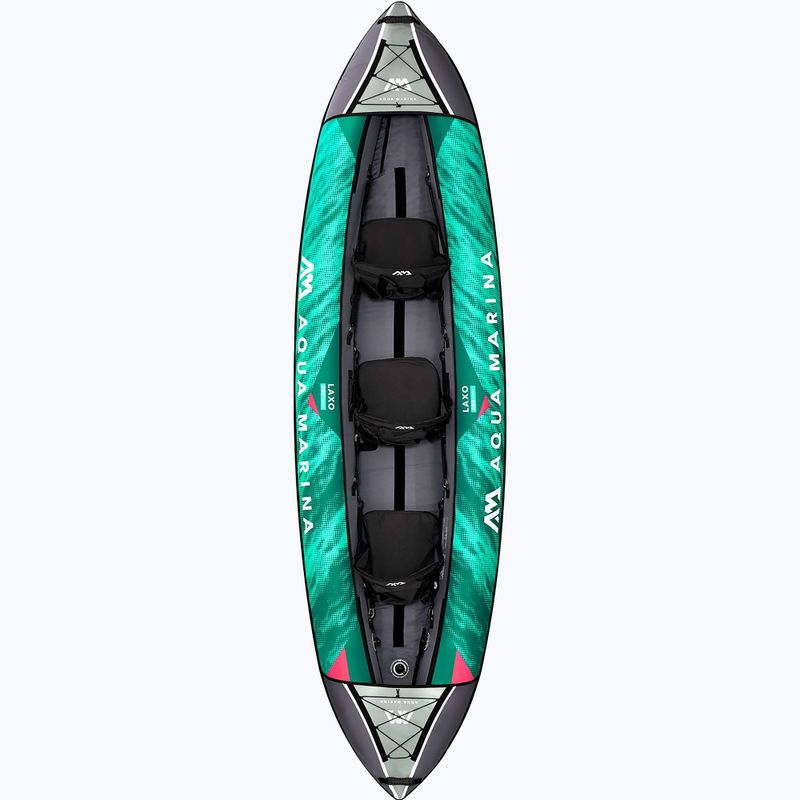 Caiac gonflabil 3-personă 12'6″ AquaMarina Recreational Kayak verde Laxo-380 2