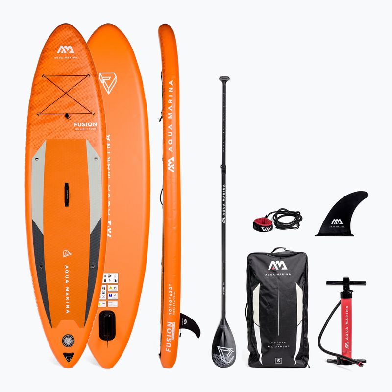 Placă SUP Aqua Marina Fusion - All-Around iSUP, 3.3m/15cm, cu vâslă și lesă de siguranță portocalie BT-21FUP