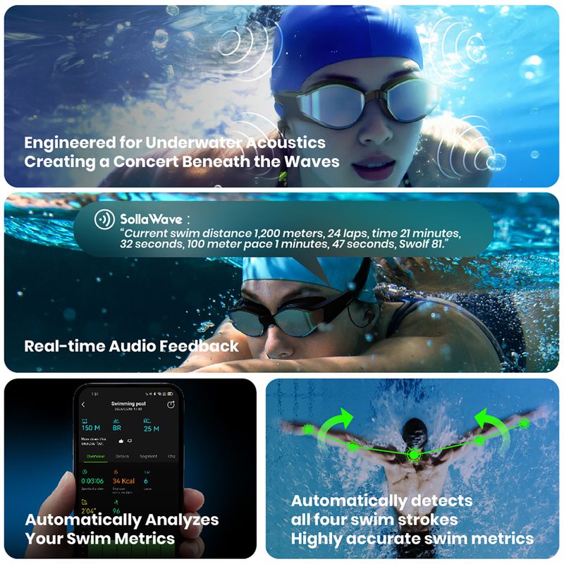 Ochelari de înot Holoswim Solla Wave AI Music silver 8