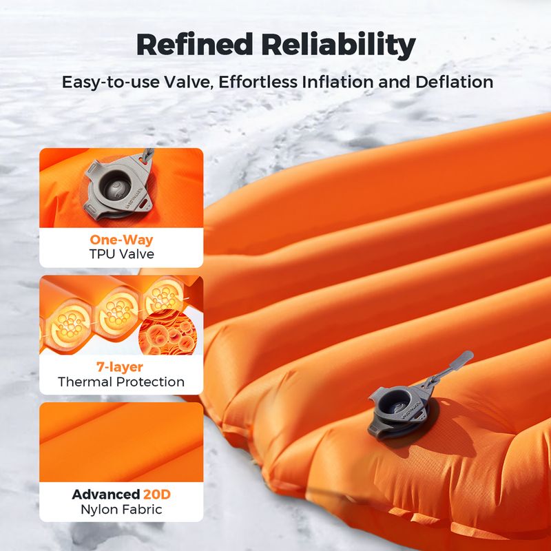 Saltea gonflabilă Flextail Zero R05 Mummy orange 4