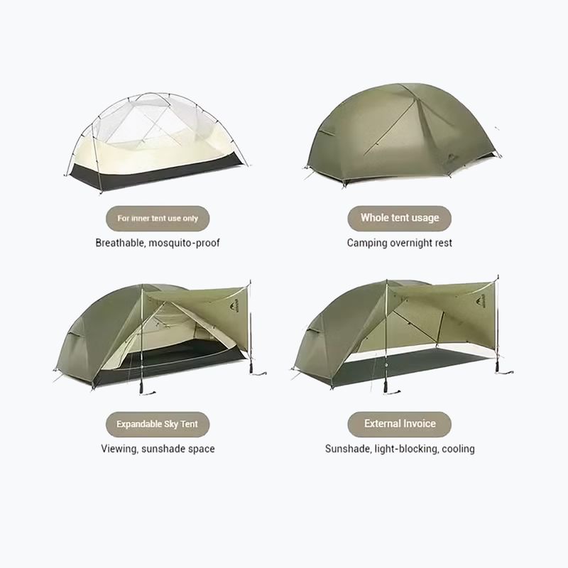 Cort de trekking 1-persoană Naturehike Mongar Pro 1 20D olive 3