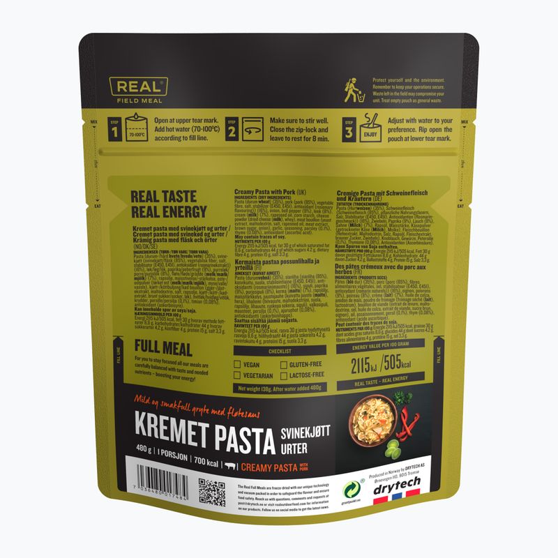 Mâncare liofilizată Real Turmat Paste cremoase cu carne de porc și ierburi 138 g 2