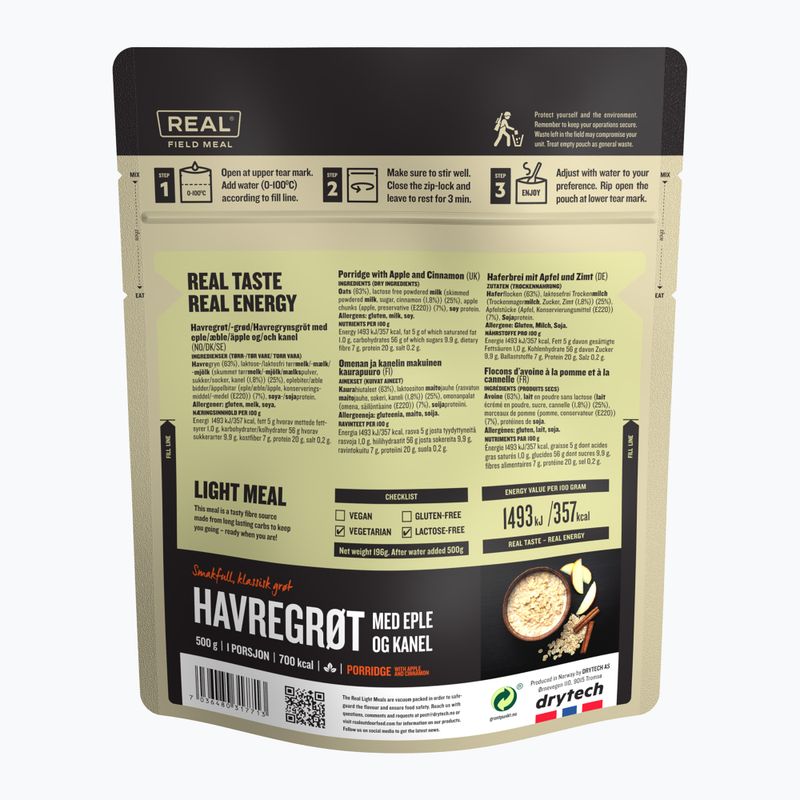 Alimente liofilizate Real Turmat Oatmeal with Apple and Cinnamon 196 g 2