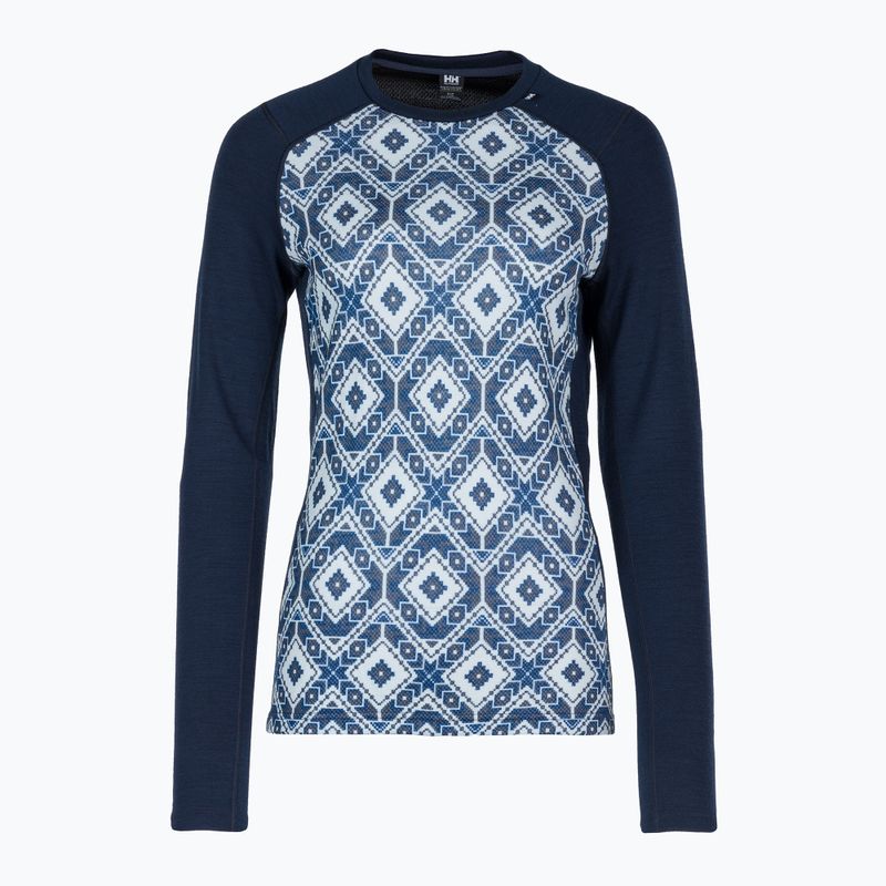 Bluză termică damă Helly Hansen Lifa Merino Midweight Graphic Crew navy star pixel 5