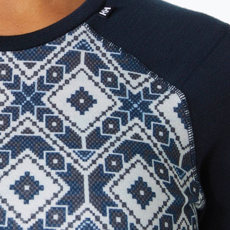 Bluză termică damă Helly Hansen Lifa Merino Midweight Graphic Crew navy star pixel 3