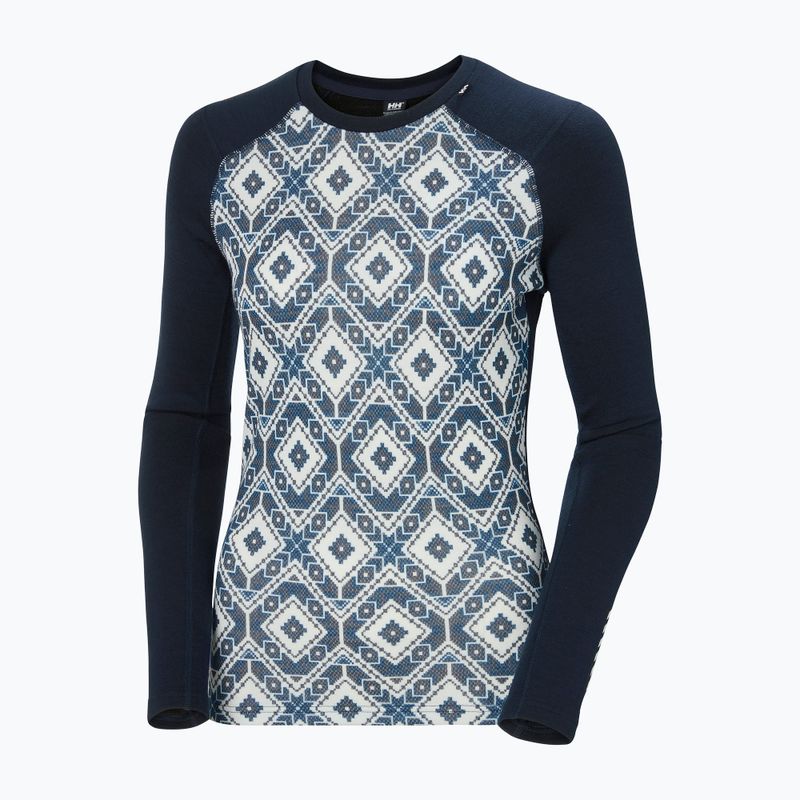 Bluză termică damă Helly Hansen Lifa Merino Midweight Graphic Crew navy star pixel 9